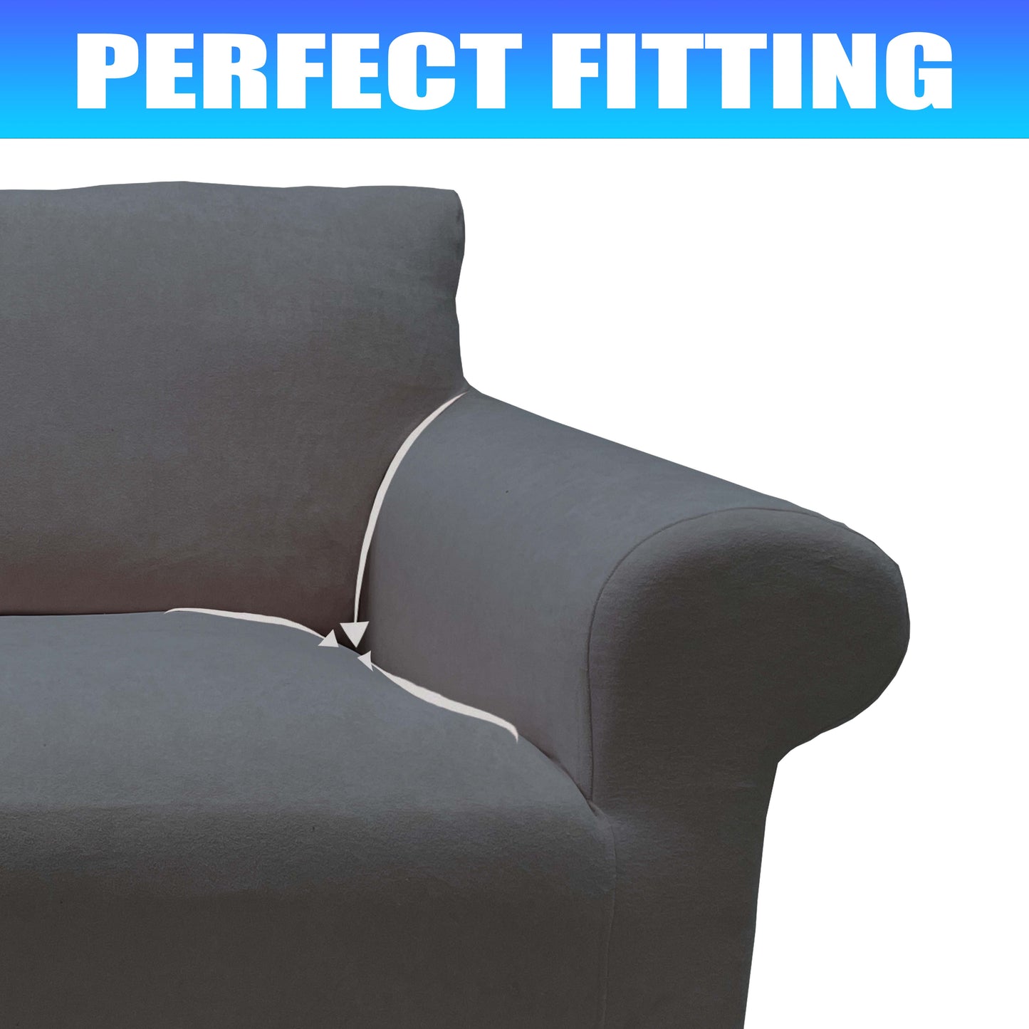 Our Velvet Fabric Sofa Cover Grey Color 3+2+1+1 Set
