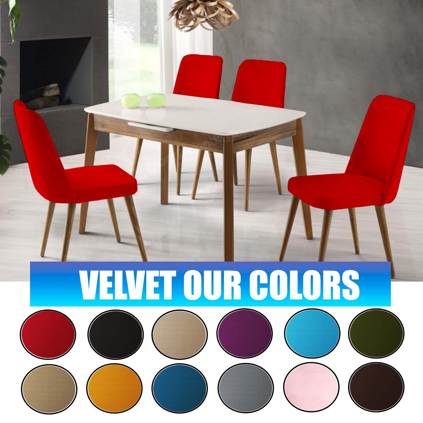 Our Velvet Fabric Living Room Chair Covers Red Color