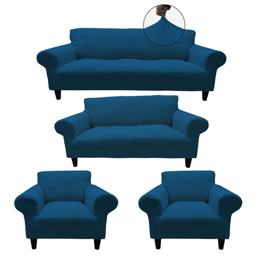 Our Velvet Fabric Sofa Cover Deep Teal Color 3+2+1+1 Set