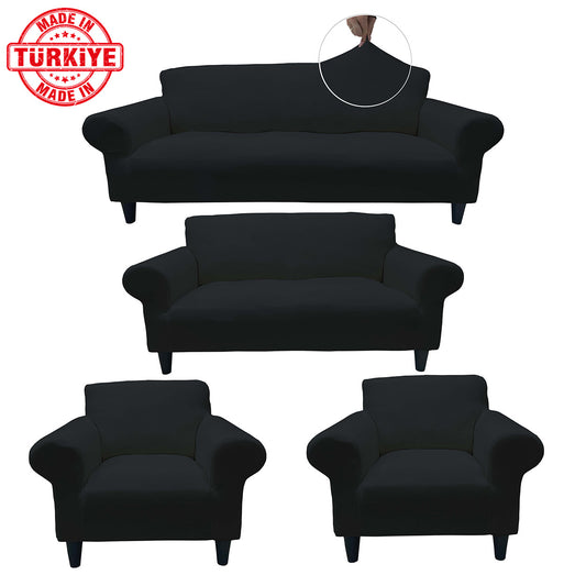 Our Cotton Fabric Sofa Cover Black Color 3+2+1+1