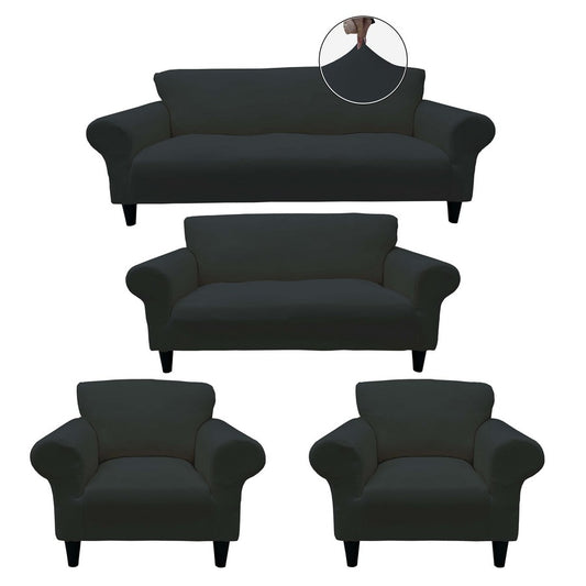 Honeycomb Fabric Sofa Cover Smoke Color 3+2+1+1 Set