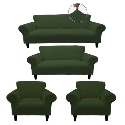 Honeycomb Fabric Sofa Cover Khaki Color 3+2+1+1 Set