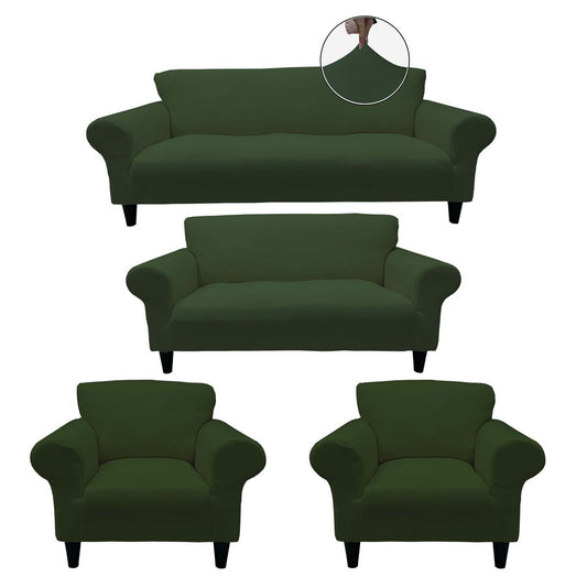 Honeycomb Fabric Sofa Cover Khaki Color 3+2+1+1 Set