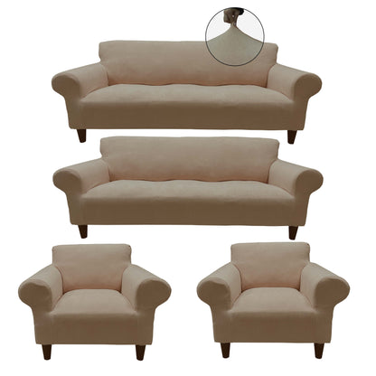 Our Velvet Fabric Sofa Cover Mink Color 3+3+1+1 Set