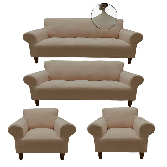 Our Velvet Fabric Sofa Cover Mink Color 3+3+1+1 Set