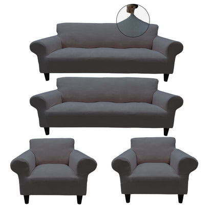 Our Velvet Fabric Sofa Cover Grey Color 3+3+1+1 Set
