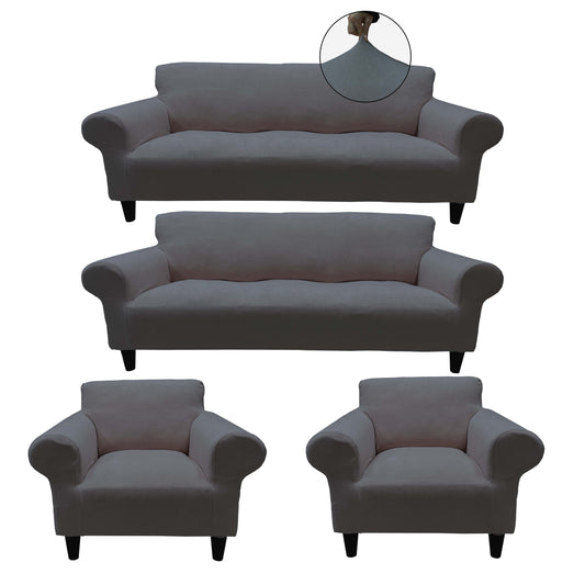 Our Velvet Fabric Sofa Cover Grey Color 3+3+1+1 Set