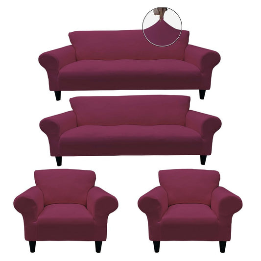 Honeycomb Fabric Sofa Cover Rose Color 3+3+1+1 Set