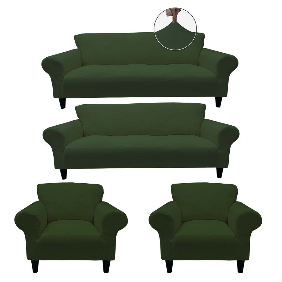 Honeycomb Fabric Sofa Cover Khaki Color 3+3+1+1 Set