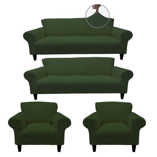 Honeycomb Fabric Sofa Cover Khaki Color 3+3+1+1 Set