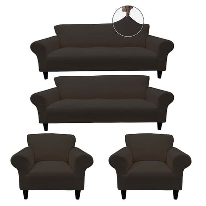 Honeycomb Fabric Sofa Cover Brown Color 3+3+1+1 Set