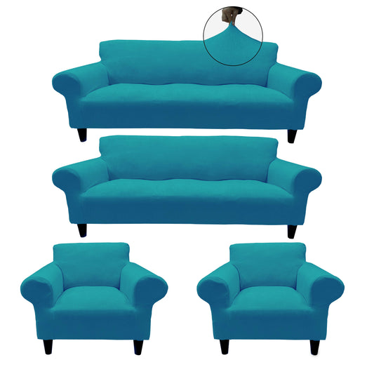 Our Velvet Fabric Sofa Cover Turquoise Color 3+3+1+1 Set
