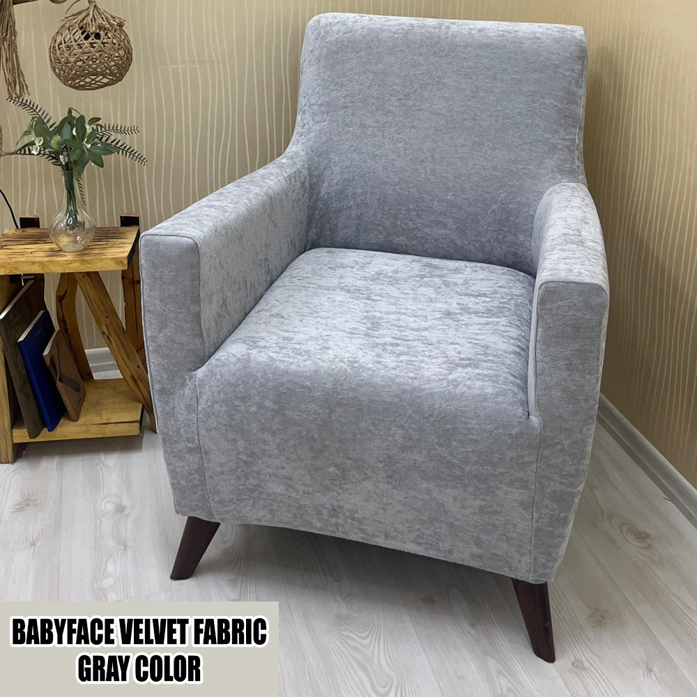Our BabyFace Velvet Fabric Sofa Cover Gray Color 3+3+1+1