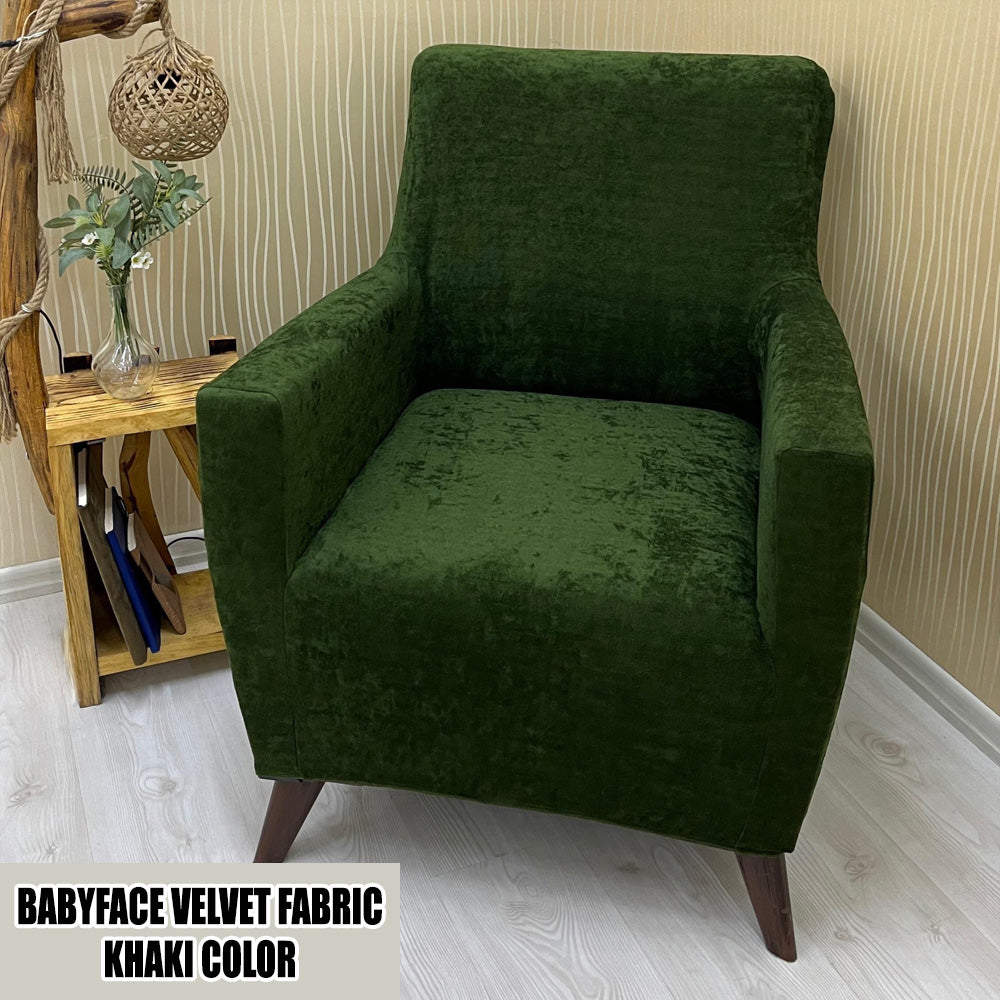 Our BabyFace Velvet Fabric Sofa Cover Khaki Color 3+3+1+1