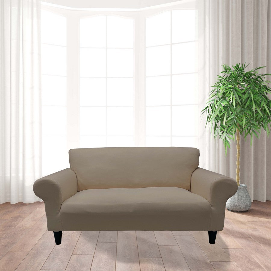 Honeycomb Fabric Loveseat Couch Cover Mink Color