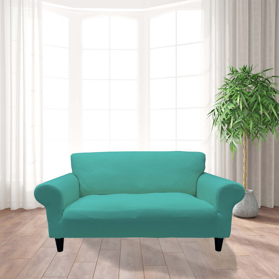 Honeycomb Fabric Loveseat Couch Cover Water Green Color