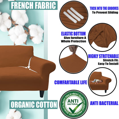 Our Cotton Fabric Sofa Cover Brick Color 3+2+1+1
