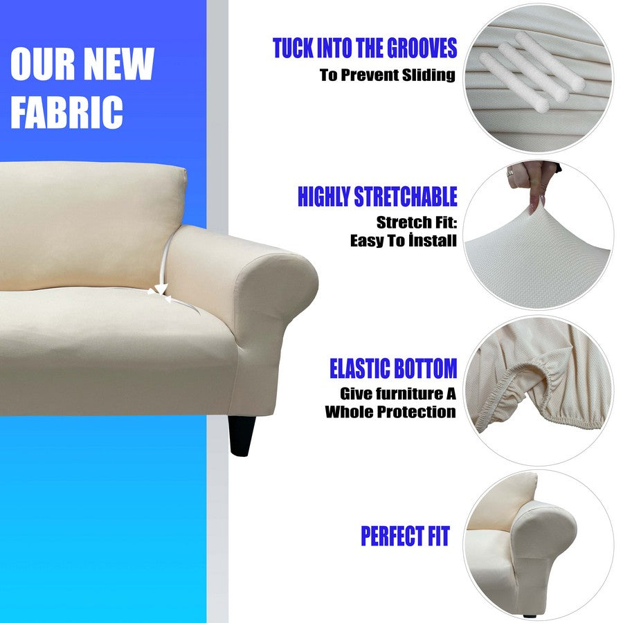 Honeycomb Fabric Sofa Cover Cream Color