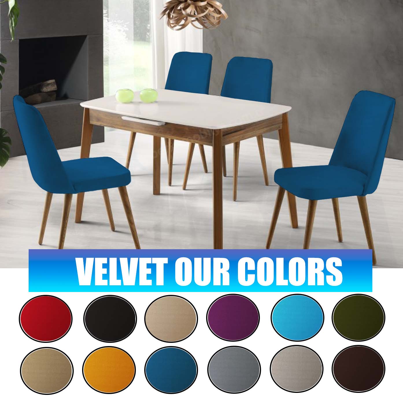 Our Velvet Fabric Living Room Chair Covers Deep Teal Color