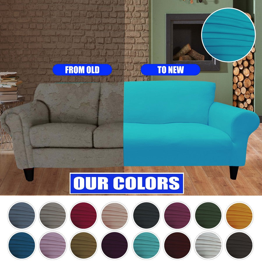 Honeycomb Fabric Sofa Cover Turquoise Color