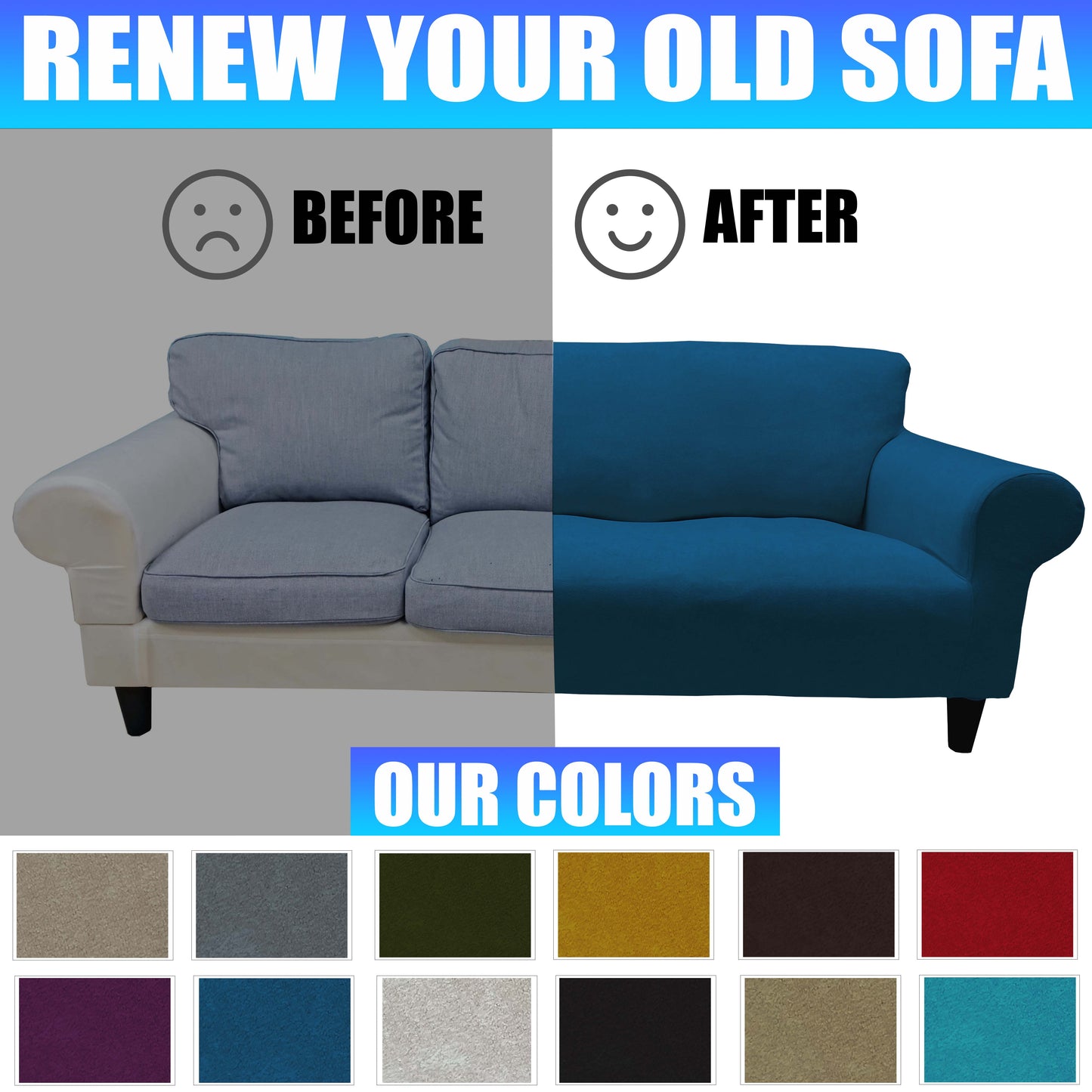 Our Velvet Fabric Sofa Cover Deep Teal Color