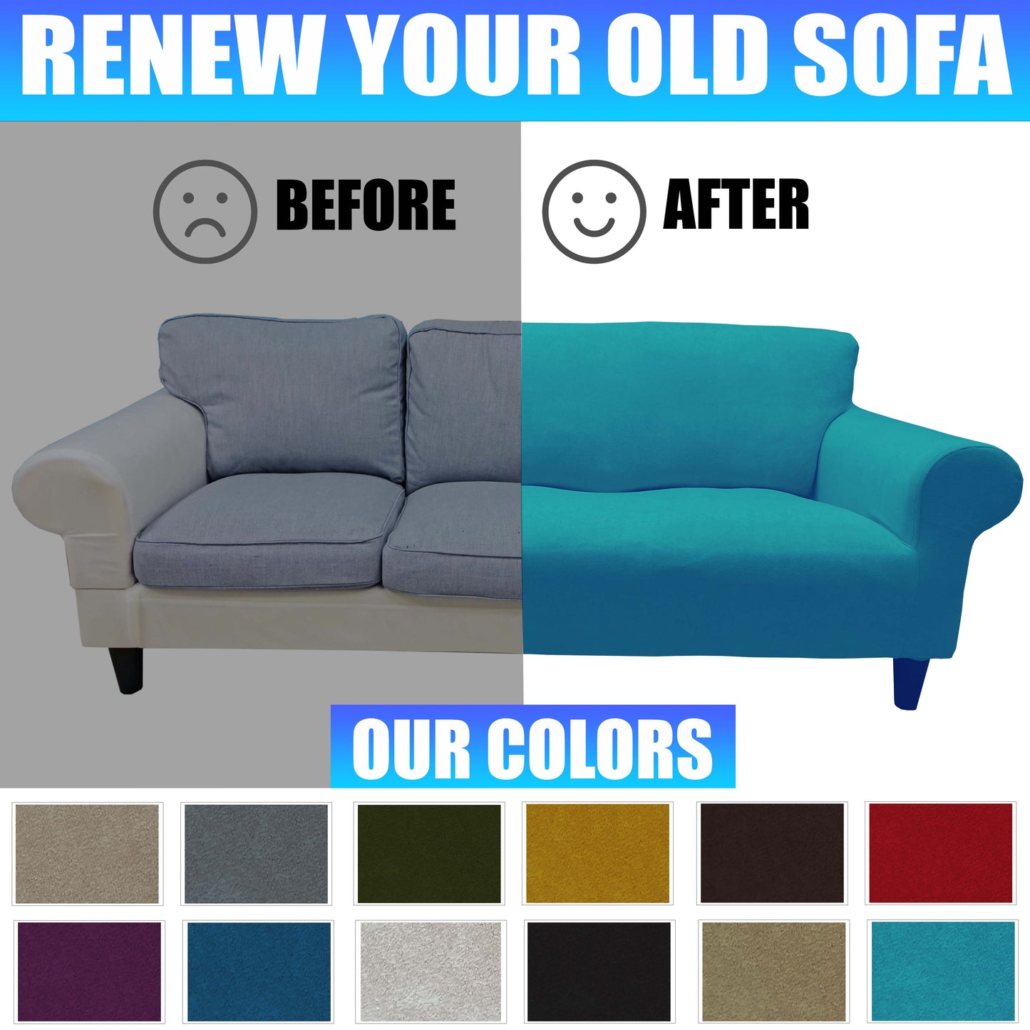 Our Velvet Fabric Sofa Cover Turquoise Color