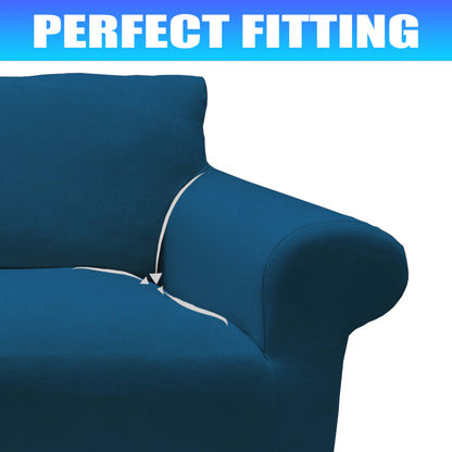 Our Velvet Fabric Sofa Cover Deep Teal Color 3+2+1+1 Set