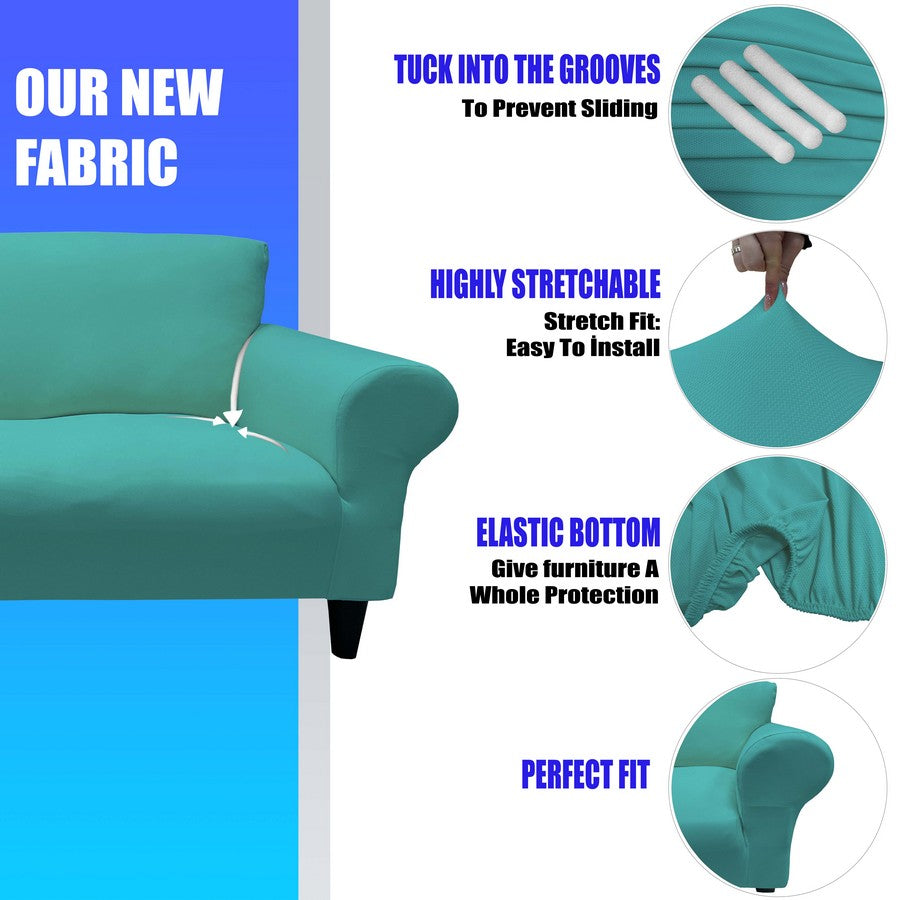 Honeycomb Fabric Sofa Cover Water Green Color