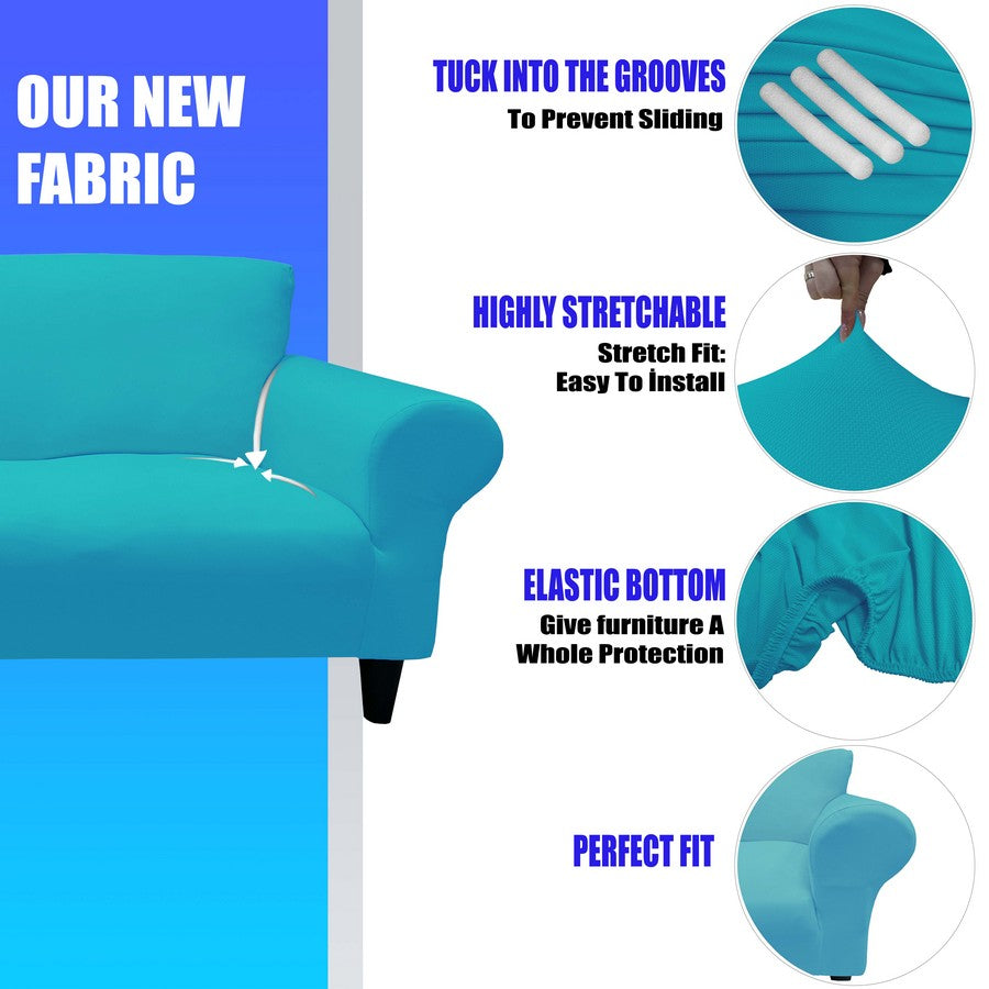 Honeycomb Fabric Sofa Cover Turquoise Color