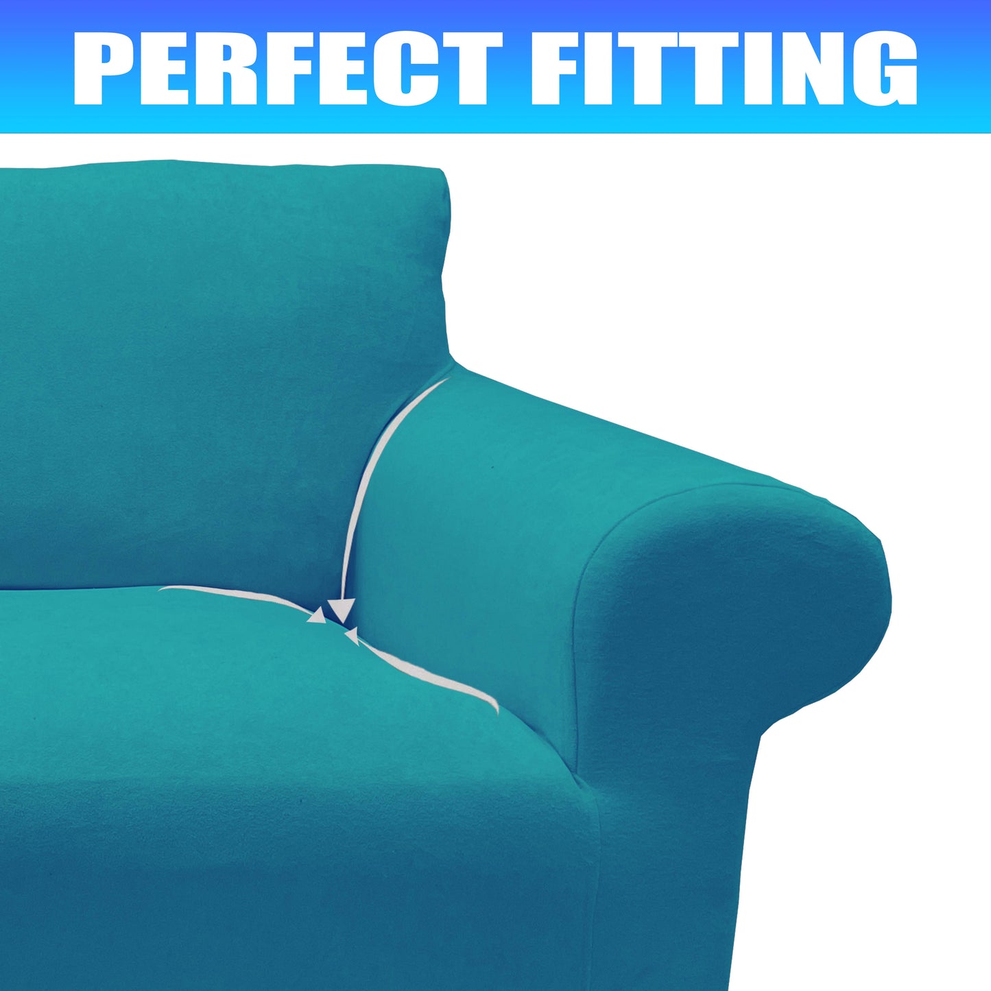Our Velvet Fabric Sofa Cover Turquoise Color 3+3+1+1 Set