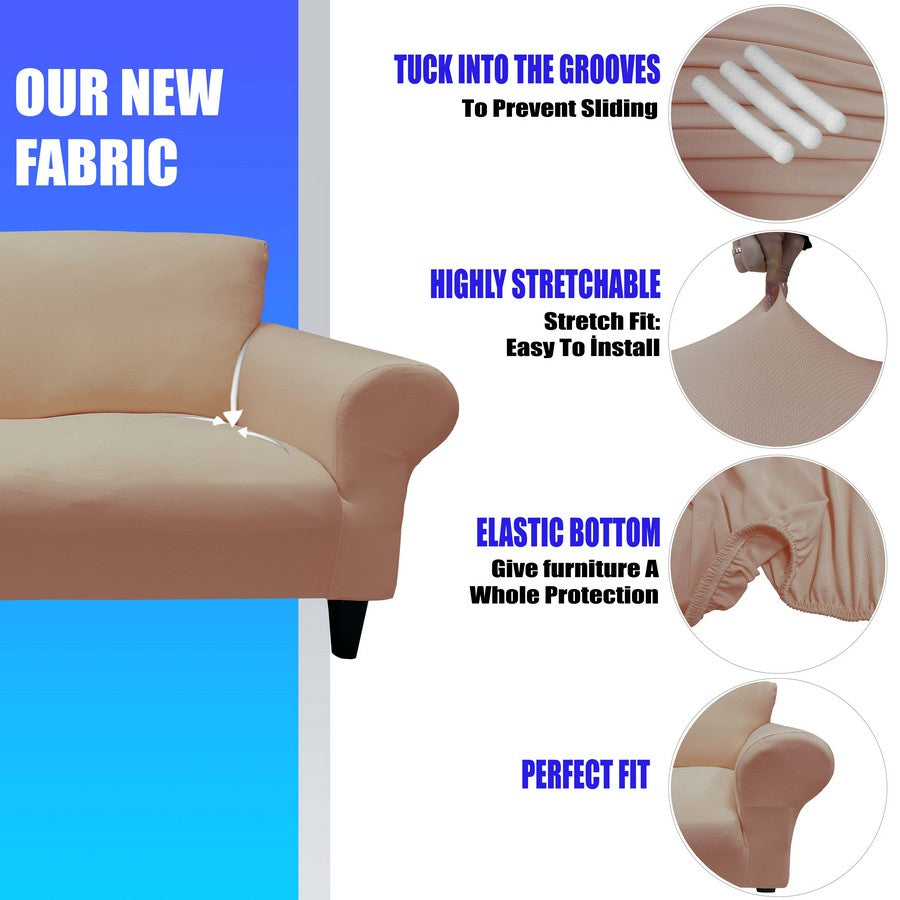 Honeycomb Fabric Sofa Cover Dusty Light Pink Color