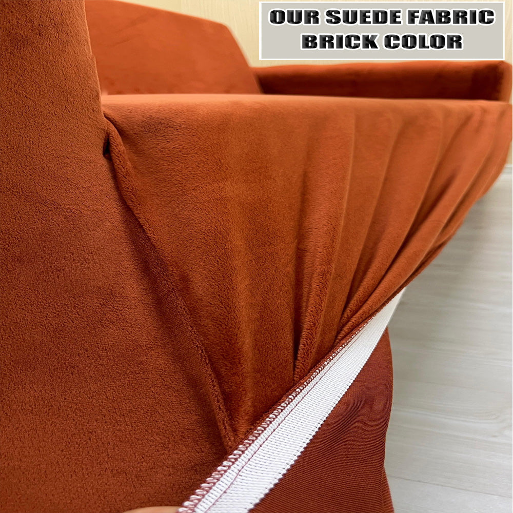 Our Suede Fabric 1 Seater Armchair Couch Cover Brick Color