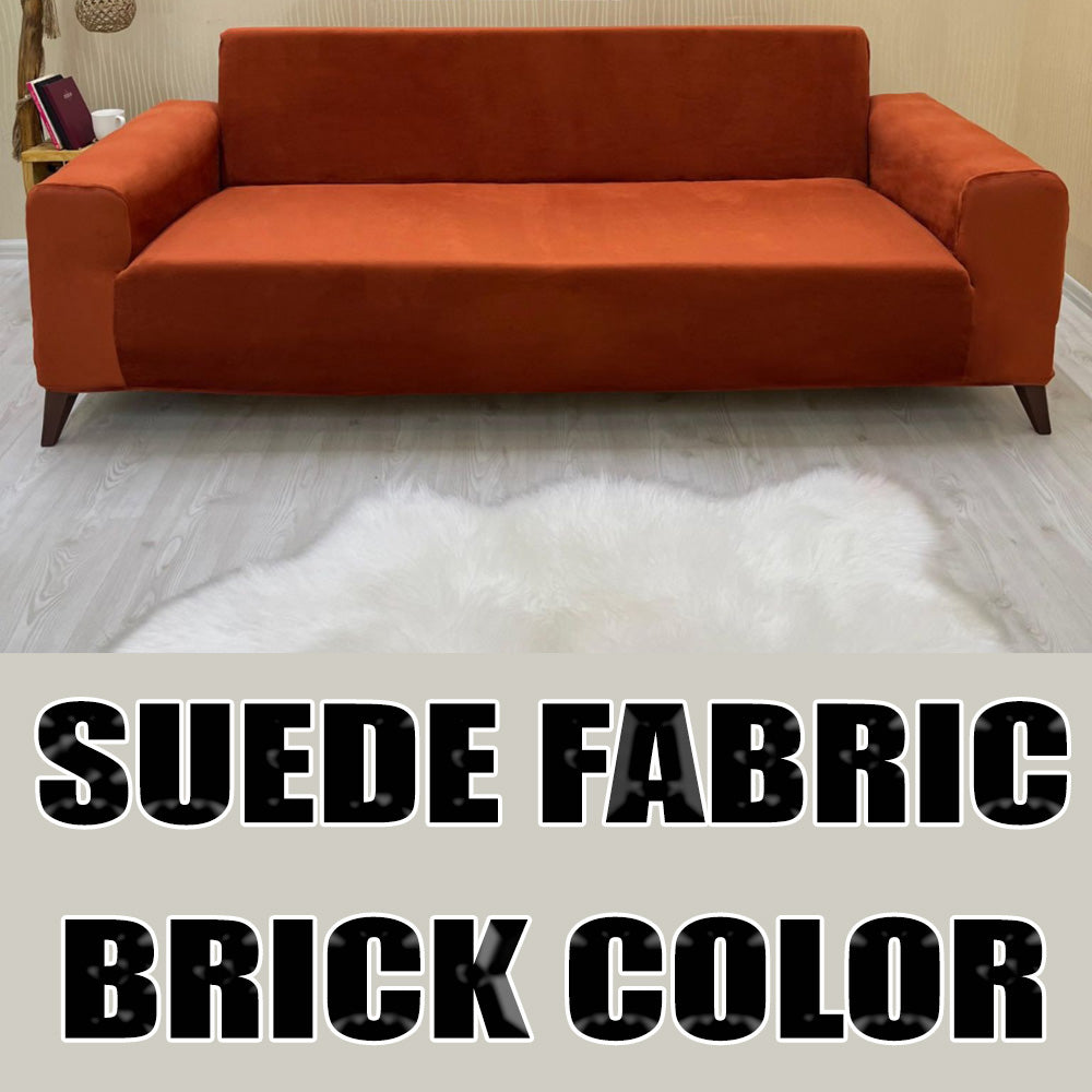 Our Suede Fabric Sofa Cover Brick Color