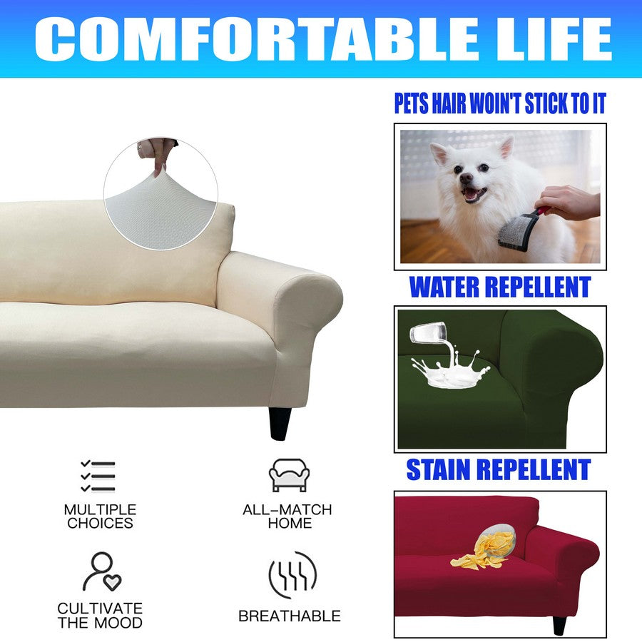 Honeycomb Fabric Sofa Cover Cream Color
