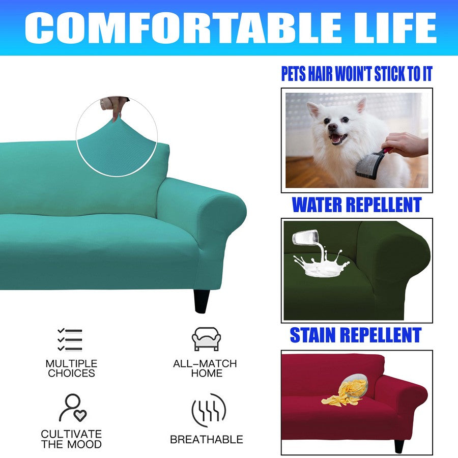 Honeycomb Fabric Sofa Cover Water Green Color