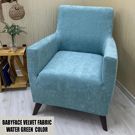 Our BabyFace Velvet Fabric 1 Seater Armchair Couch Cover Water Green Color