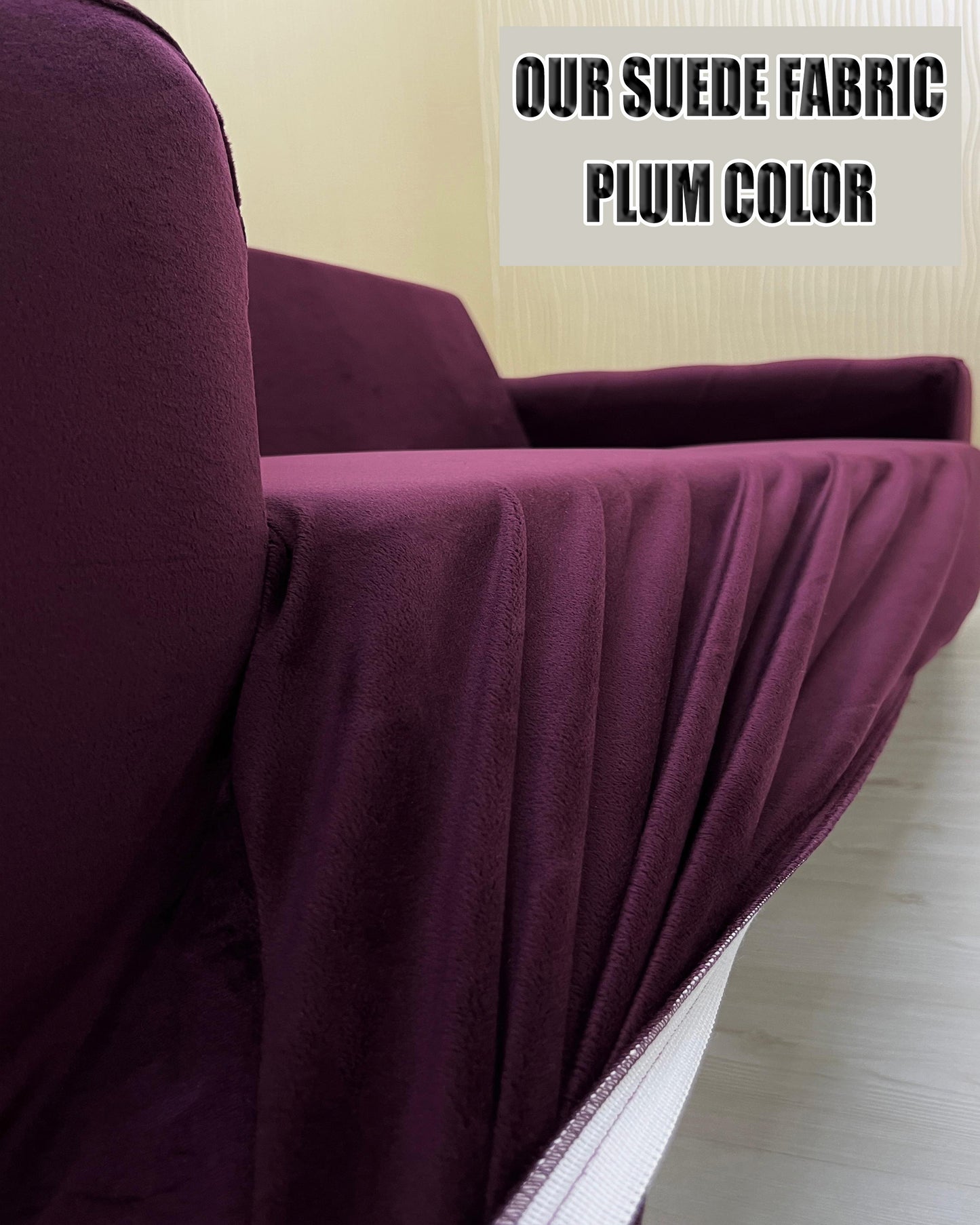 Our Suede Fabric Sofa Cover Plum Color