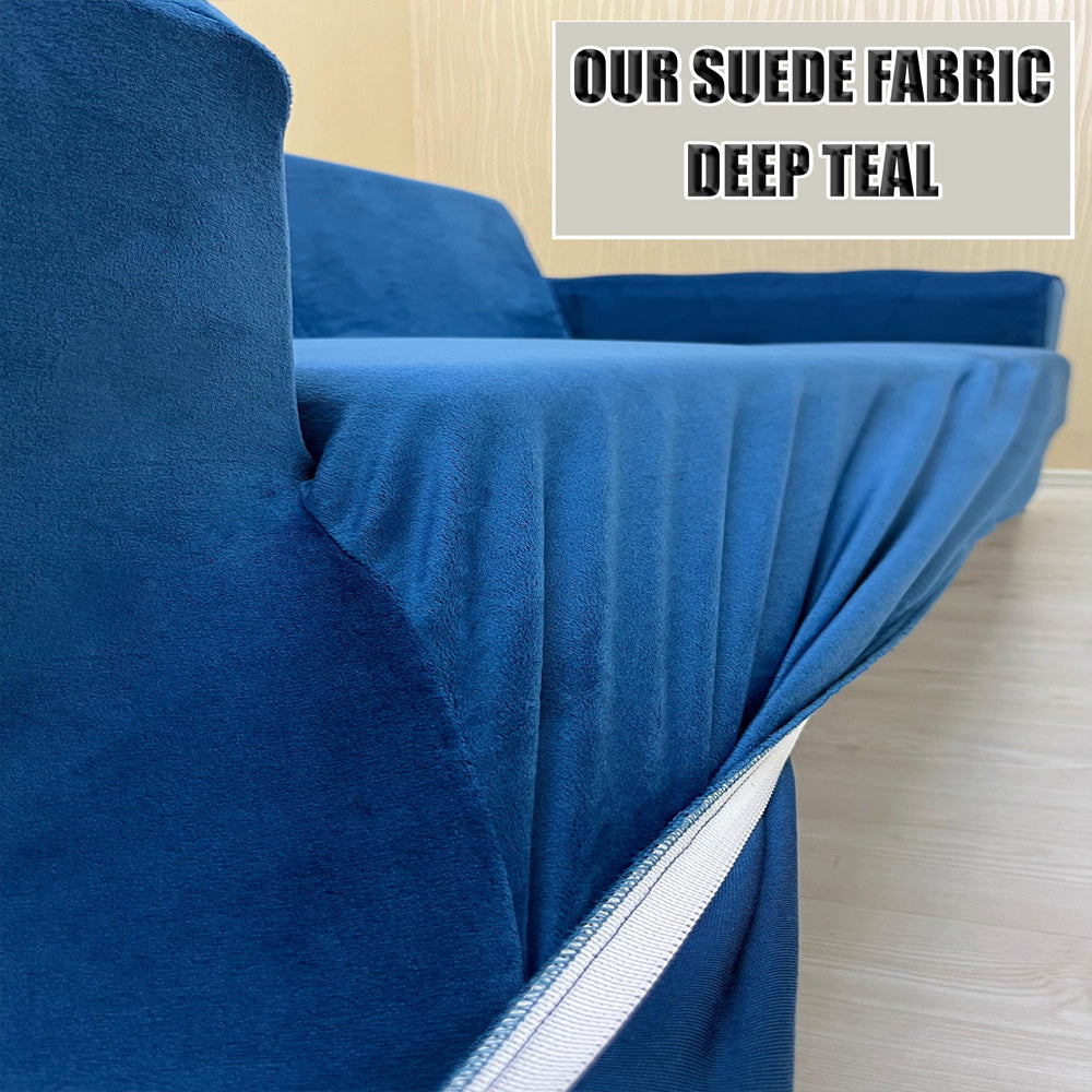 Our Suede Fabric 1 Seater Armchair Couch Cover Deep Teal Color