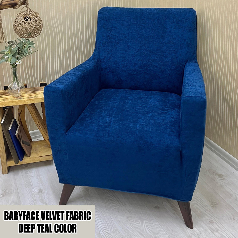 Our BabyFace Velvet Fabric Sofa Cover Deep Teal Color 3+3+1+1