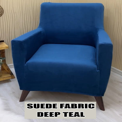 Our Suede Fabric 1 Seater Armchair Couch Cover Deep Teal Color