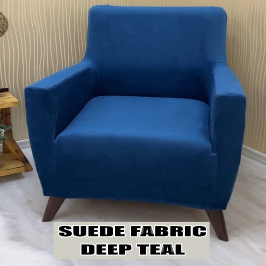 Our Suede Fabric 1 Seater Armchair Couch Cover Deep Teal Color