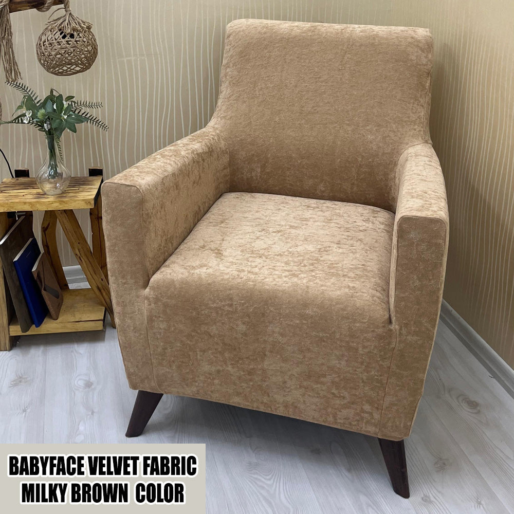 Our BabyFace Velvet Fabric Sofa Cover Milky Brown Color 3+3+1+1