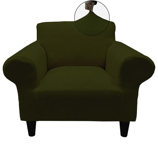 Our Velvet Fabric 1 Seater Armchair Couch Cover Khaki Color