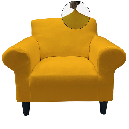 Our Velvet Fabric 1 Seater Armchair Couch Cover Mustard Color