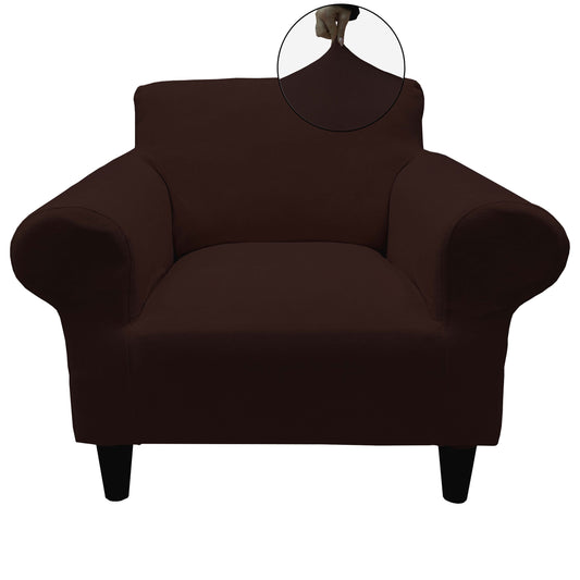 Our Velvet Fabric 1 Seater Armchair Couch Cover Brown Color