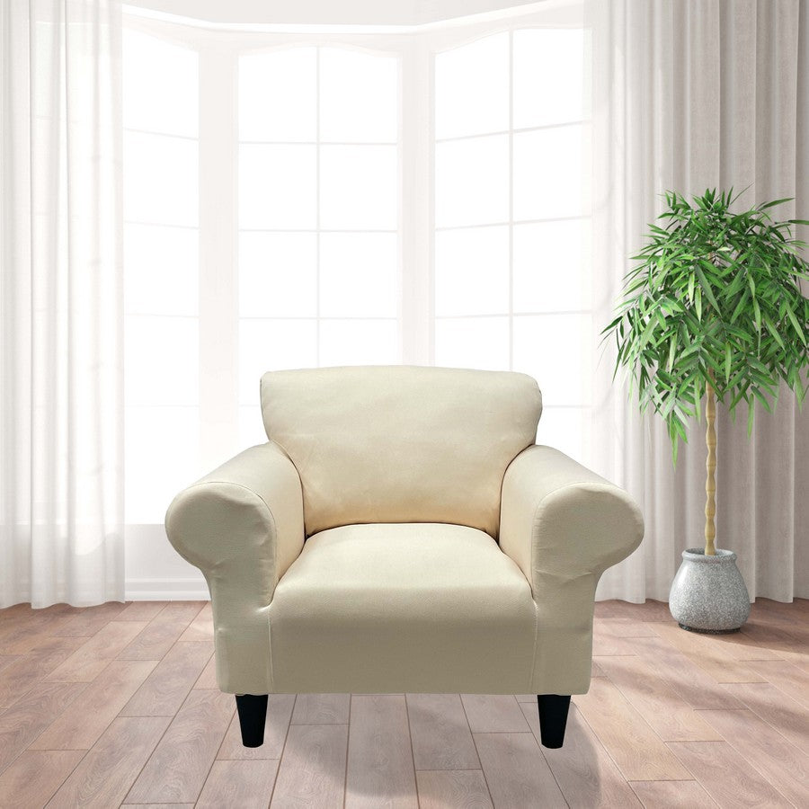 Honeycomb Fabric 1 Seater Armchair Couch Cover Cream Color