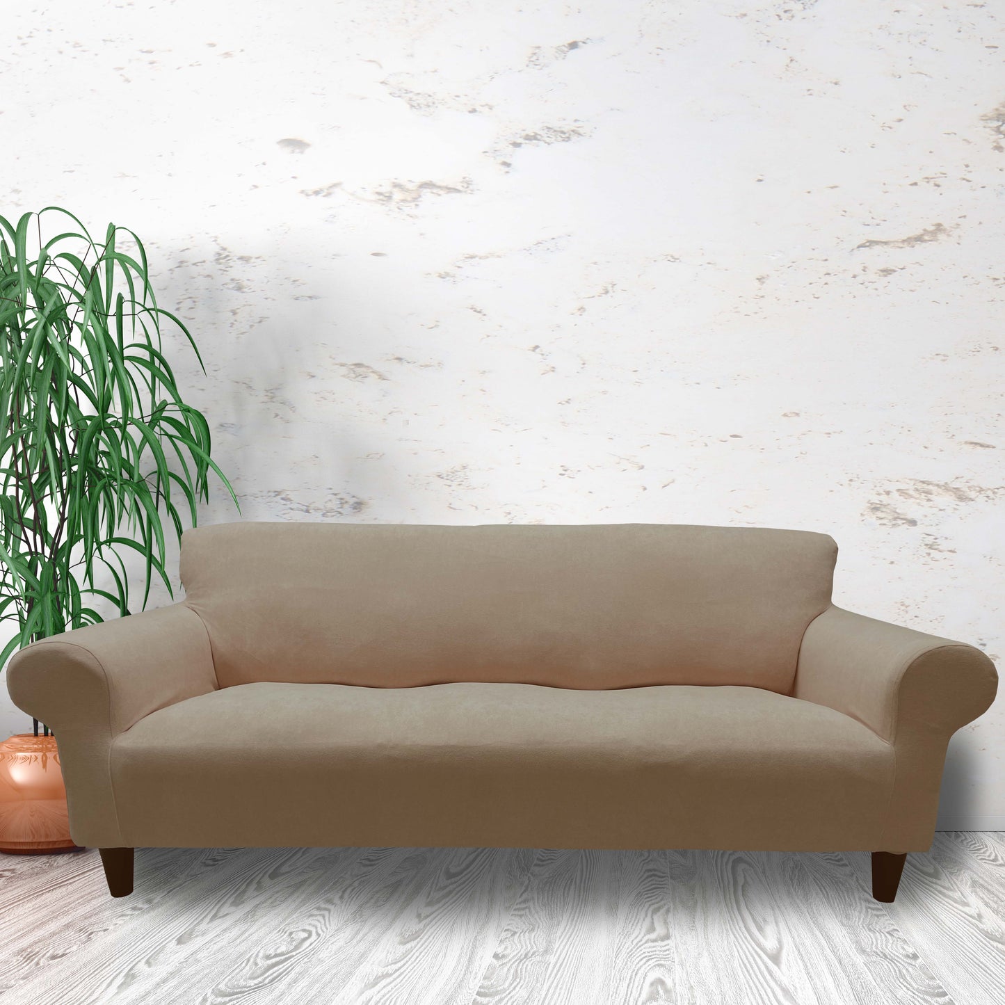 Our Velvet Fabric Sofa Cover Mink Color