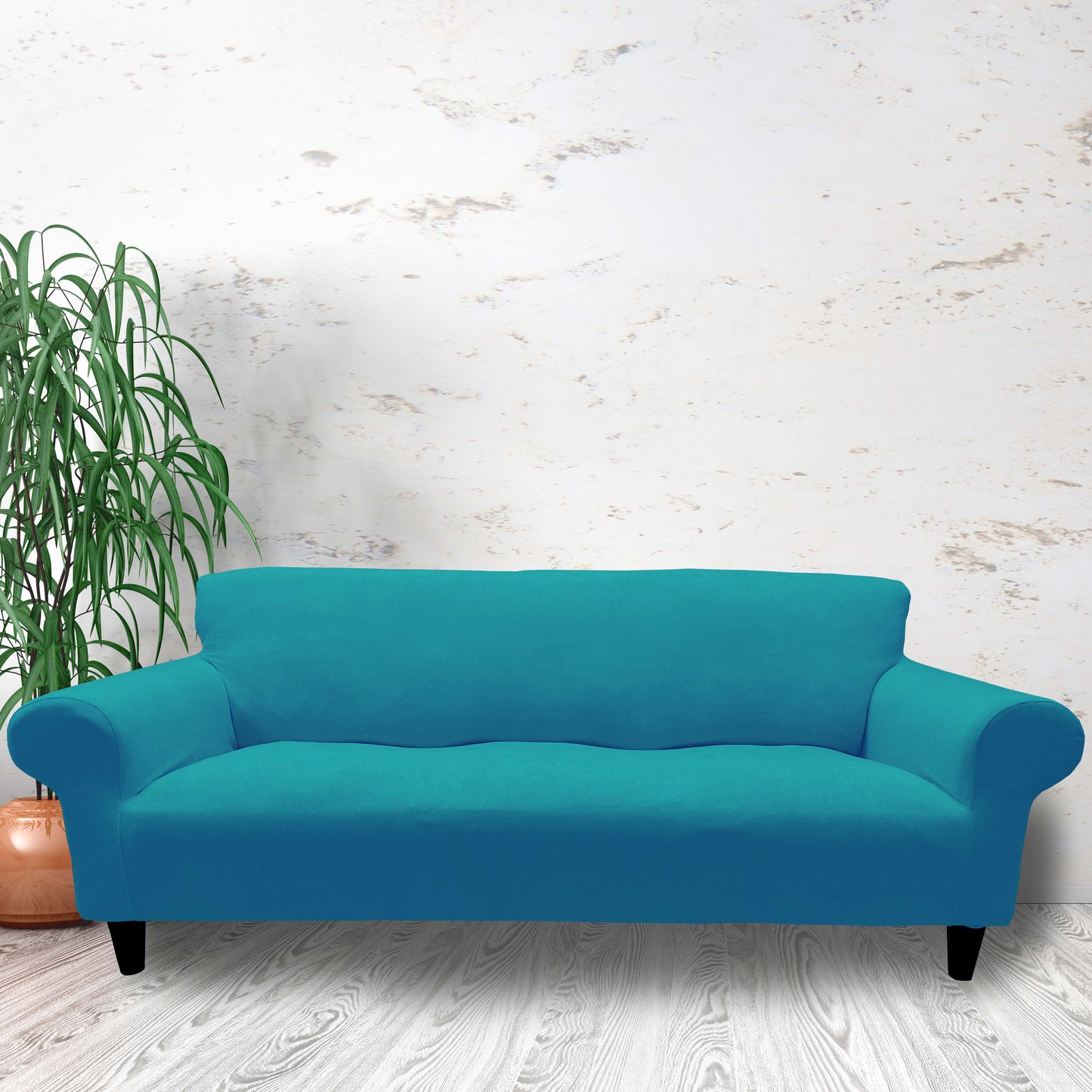Our Velvet Fabric Sofa Cover Turquoise Color