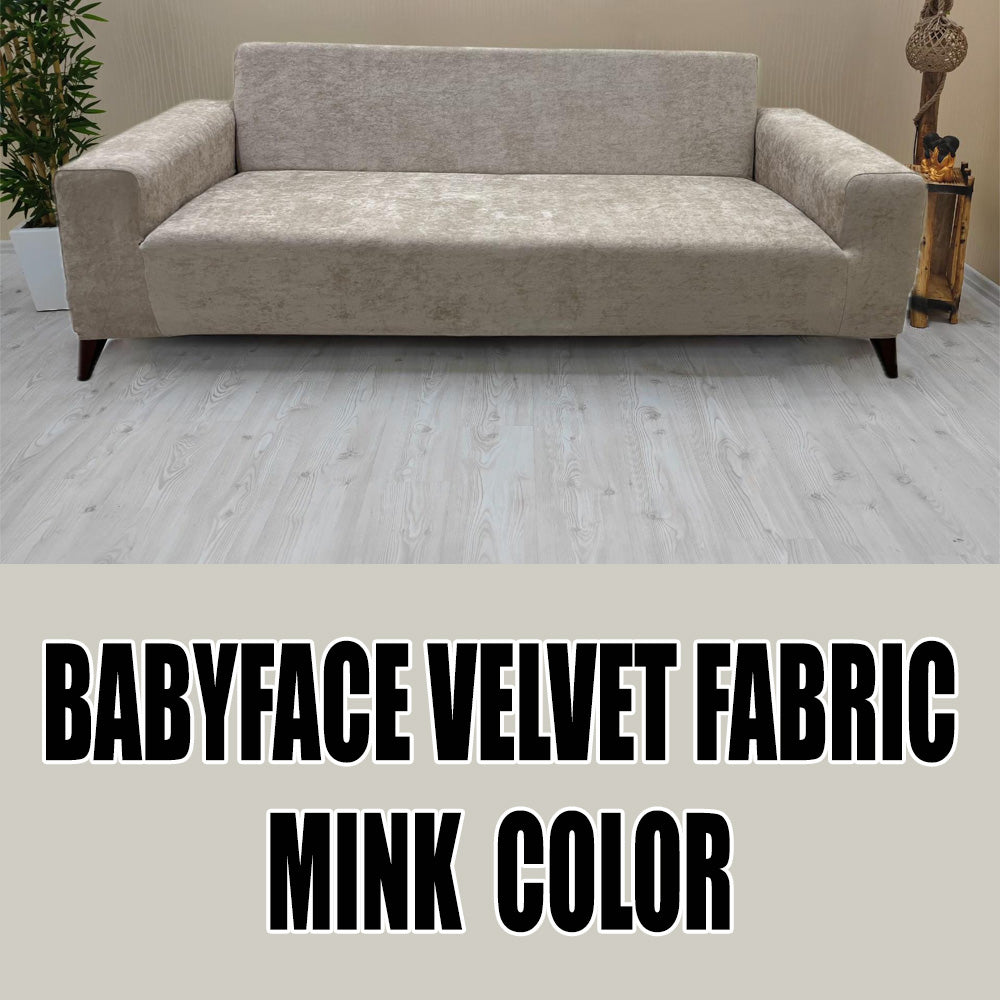 Our BabyFace Velvet Fabric Sofa Cover Mink Color 3+3+1+1